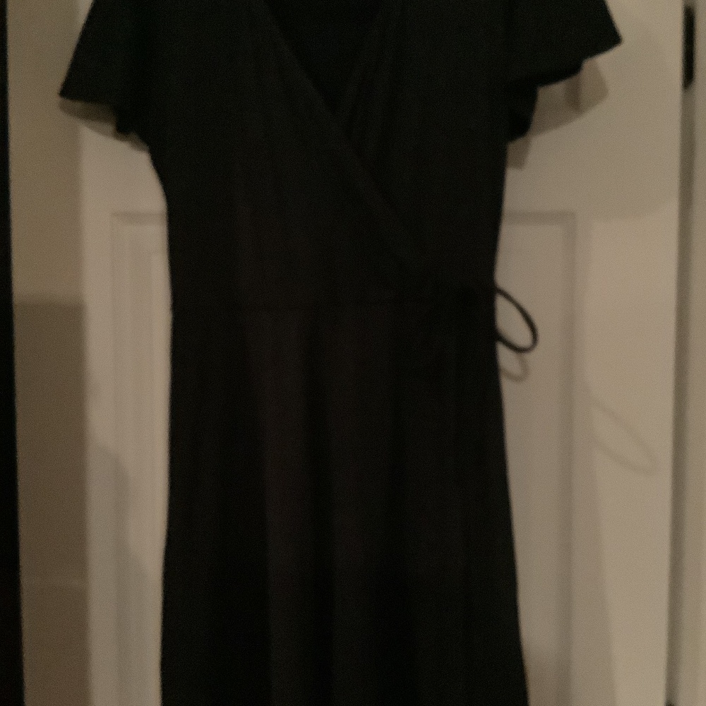 Short Sleeve Faux Wrap Knit Mini Dress